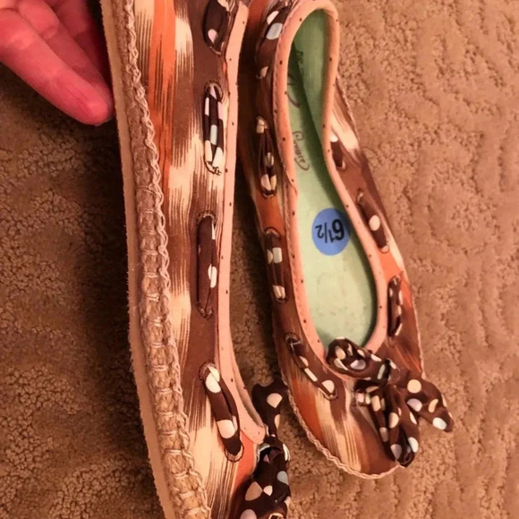 Poetic licence espadrilles flats 6.5, 36.5 polka dots bow shoes brown tones - Picture 4 of 7